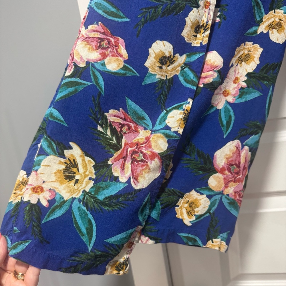 New Look Floral Wide Leg Pants - Blue and Pink - Picture 3 of 7